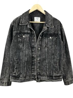 Old Navy Boyfriend Washed Black Denim Jean Jacket Size Small